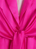 Women Rose Red Bow Tied Satin Blazer Coat 2023 Full Sleeves Pleated Notched Casual Female Outerwear