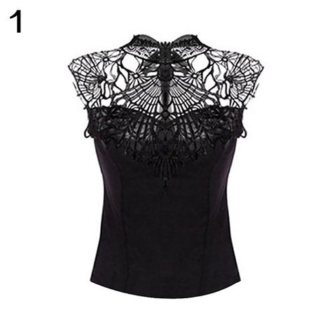 Women Fashion Sleeveless Hollow Lace Vest Tank Top Halter Backless Casual Camisole