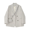Women Tweed White Plaid With Bag Suit Oversized Blazer Lapel Notched Long Sleeve Loose Fit Jacket Autumn 2023 Female