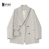 Women Tweed White Plaid With Bag Suit Oversized Blazer Lapel Notched Long Sleeve Loose Fit Jacket Autumn 2023 Female