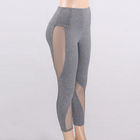 Women Fitness Gray Push Up Leggings High Waist Elastic Workout Legging Pants 2022 Fashion Female Mesh Patchwork Leggings Femme