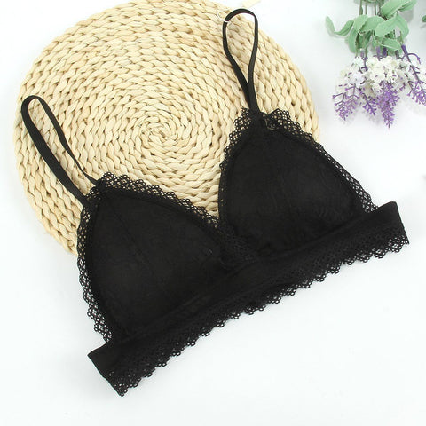 Women Floral Lace Bralette Bustier Crop Top Sheer Mesh Triangle Padded Bra Sleeveless Tank Vest