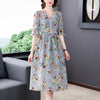 Women Floral Mulberry Silk Butterfly Sleeve Midi Dress Summer Boho Light Beach Dress 2023 Bodycon Elegant Party Vestidos