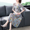 Women Floral Mulberry Silk Butterfly Sleeve Midi Dress Summer Boho Light Beach Dress 2023 Bodycon Elegant Party Vestidos