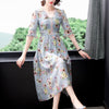 Women Floral Mulberry Silk Butterfly Sleeve Midi Dress Summer Boho Light Beach Dress 2023 Bodycon Elegant Party Vestidos