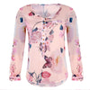 Women Floral Print Chiffon Blouse Autumn Long Sleeve Losse Shirt Female buttons Blouses Plus Size