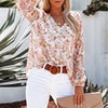 Women Floral Print Chiffon Blouses Spring Casual Lantern Sleeve Tops Loose Boho V Neck Shirts Streetwear Woman Blouses