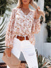 Women Floral Print Chiffon Blouses Spring Casual Lantern Sleeve Tops Loose Boho V Neck Shirts Streetwear Woman Blouses