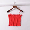 Women Frill Trim Ribbed Cami Top