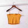 Women Frill Trim Ribbed Cami Top