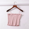 Women Frill Trim Ribbed Cami Top