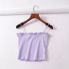 Women Frill Trim Ribbed Cami Top