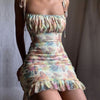 Women Girls Butterfly print Lace Up Strap Bodycon Mini Dress Skinny Strapless Party Club Sexy  Sweet Holiday Floral Dress