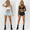 Women Girls Mesh Sheer Crop Tops Long Sleeve Transparent Shirt Blouses Tee Tops Sequined Shinny Turtleneck Shirt Clubwear New
