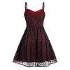 Women Gothic Black Dress Plus Size Halloween Lace Mesh Patchwork Sleeveless Camisole Party Dress Casual Women Elegant Dresses