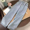 Women Gothic Printed Baggy Denim Pants Summer Y2k High Waist Wide Leg Jeans Female Loose Vintage Street Style Trousers