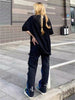 Women Gothic Printed Baggy Denim Pants Summer Y2k High Waist Wide Leg Jeans Female Loose Vintage Street Style Trousers