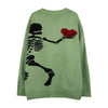 Women Gothic Punk Skull Pattern Oversized Sweater Harajuku Loose Pullover Emo Long Sleeve Female Streetwear Y2K 90s Knit Sweater