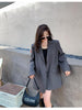 Women Gray Oversized Blazer Lapel Long Sleeve Loose Fit  Jacket Tide Spring Autumn 2023 High-quality Temperament Y2k