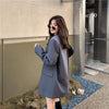 Women Gray Oversized Blazer Lapel Long Sleeve Loose Fit  Jacket Tide Spring Autumn 2023 High-quality Temperament Y2k