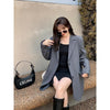 Women Gray Oversized Blazer Lapel Long Sleeve Loose Fit  Jacket Tide Spring Autumn 2023 High-quality Temperament Y2k