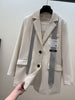 Women Green Oversized Casual Blazer Lapel Long Sleeve Loose Fit Jacket Tide Spring Autumn 2023 + Ribbon Decorate Y2k