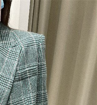 Women Green Plaid Suit Coats Cardigan Autumn Winter 2022 Double Breasted Ladies Long Sleeve Loose Office Blazer Jacket