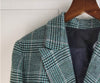 Women Green Plaid Woolen Suit Coat Double Breasted Straight Loose Lady Office Blazer Cardigans Autumn Winter 2023