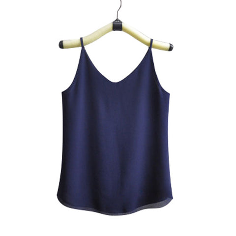 Women Halter Top Chiffon Tanks Camis Tops Sleeveless Vest V Neck Blouse Summer Debardeur Fem Tank Tops Clothes Ladies Tataria