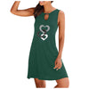 Women Heart Print Summer Short Dress Beach Dress For Woman Floral Round Neck Sundress Sleeveless Casual Loose Tank Dress