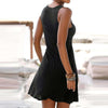 Women Heart Print Summer Short Dress Beach Dress For Woman Floral Round Neck Sundress Sleeveless Casual Loose Tank Dress