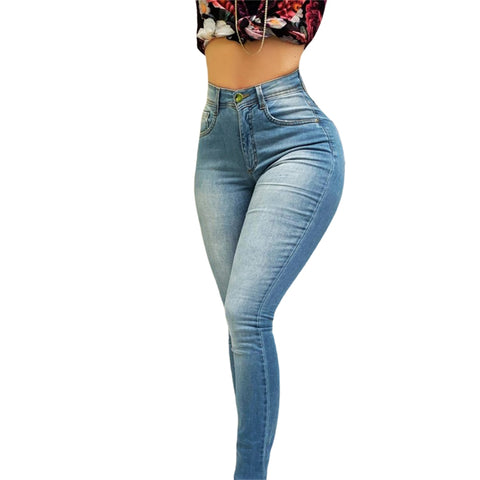 Women High Stretch Skinny Denim Jeans Cropped Pencil Pants Washed High Waist Demin Jeggings Ladies Spring Autumn Trousers Jeans