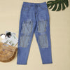 Women High Waist Blue Jeans embellished Tassels Chic Denim Pants Hip Hop Punk Trousers Sexy Streetwear