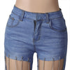 Women High Waist Blue Jeans embellished Tassels Chic Denim Pants Hip Hop Punk Trousers Sexy Streetwear