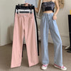 Women High Waist Casual Jeans  2022 Autumn Korean Style Solid Color All-match Ladies Straight Denim Pants T021