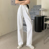 Women High Waist Casual Jeans  2022 Autumn Korean Style Solid Color All-match Ladies Straight Denim Pants T021