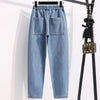 Women High Waist Casual Jeans  2022 Simple Style Solid Color All-match Loose Female Straight Denim Pants B025