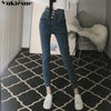 Women High Waist Elastic Skinny Denim Pencil Pants Mom Jeans Camisa Feminina Ladies Slim Casual Cropped pants Female Streetwear