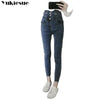Women High Waist Elastic Skinny Denim Pencil Pants Mom Jeans Camisa Feminina Ladies Slim Casual Cropped pants Female Streetwear