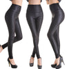 Women High Waist Leggings Faux Leather Black Matt Leggings Satin PU Snake Printing Pants 4 colors