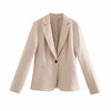 Women High-quality Blazer Jacket 2022 One-button Suit Jacket Pure Color All-match Casual Temperament Elegant Female Clothes