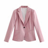Women High-quality Blazer Jacket 2022 One-button Suit Jacket Pure Color All-match Casual Temperament Elegant Female Clothes
