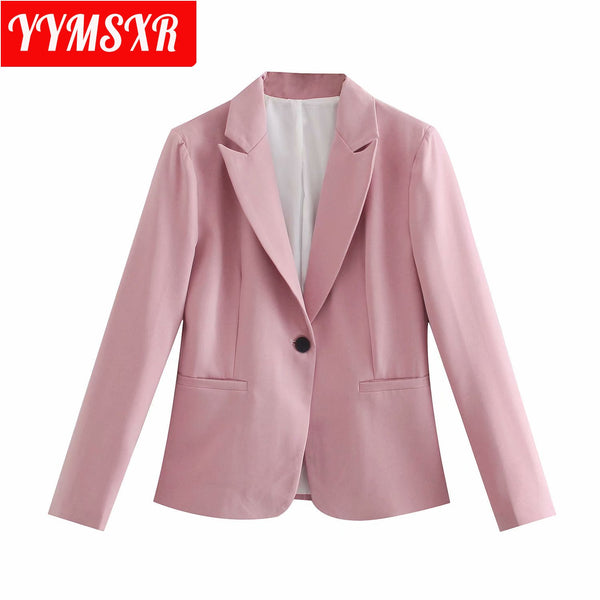 Women High-quality Blazer Jacket 2022 One-button Suit Jacket Pure Color All-match Casual Temperament Elegant Female Clothes