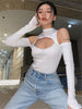 Women Hollow Out Sexy Bodycon Bodysuit Y2k Solid Black Long Sleeve Bodysuits Female Street Style Vintage Hole Streetwear