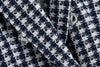 Women Houndstooth Loose Tweed Blazers 2022 Spring-Autumn Ladies Elegant Patchwork Plaid Jackets Casual Female Chic Tops