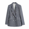Women Houndstooth Loose Tweed Blazers 2022 Spring-Autumn Ladies Elegant Patchwork Plaid Jackets Casual Female Chic Tops