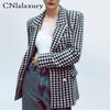 Women Houndstooth Loose Tweed Blazers 2022 Spring-Autumn Ladies Elegant Patchwork Plaid Jackets Casual Female Chic Tops