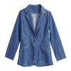 Women Jacket 2023 Yuzi.may Boho Denim Women Coat Turn-down Collar Single Breasted Slim Jacket B9299 Women Clothes
