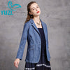 Women Jacket 2023 Yuzi.may Boho Denim Women Coat Turn-down Collar Single Breasted Slim Jacket B9299 Women Clothes