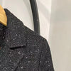 Women Jacket 2023 Autumn and Winter Tweed Sequined Double-breasted Black Blazers